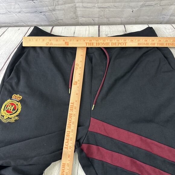 POLO Ralph Lauren Men Embroidered Gold Crest Logo Jogger Pants Black Maroon 2XLT - Picture 14 of 15